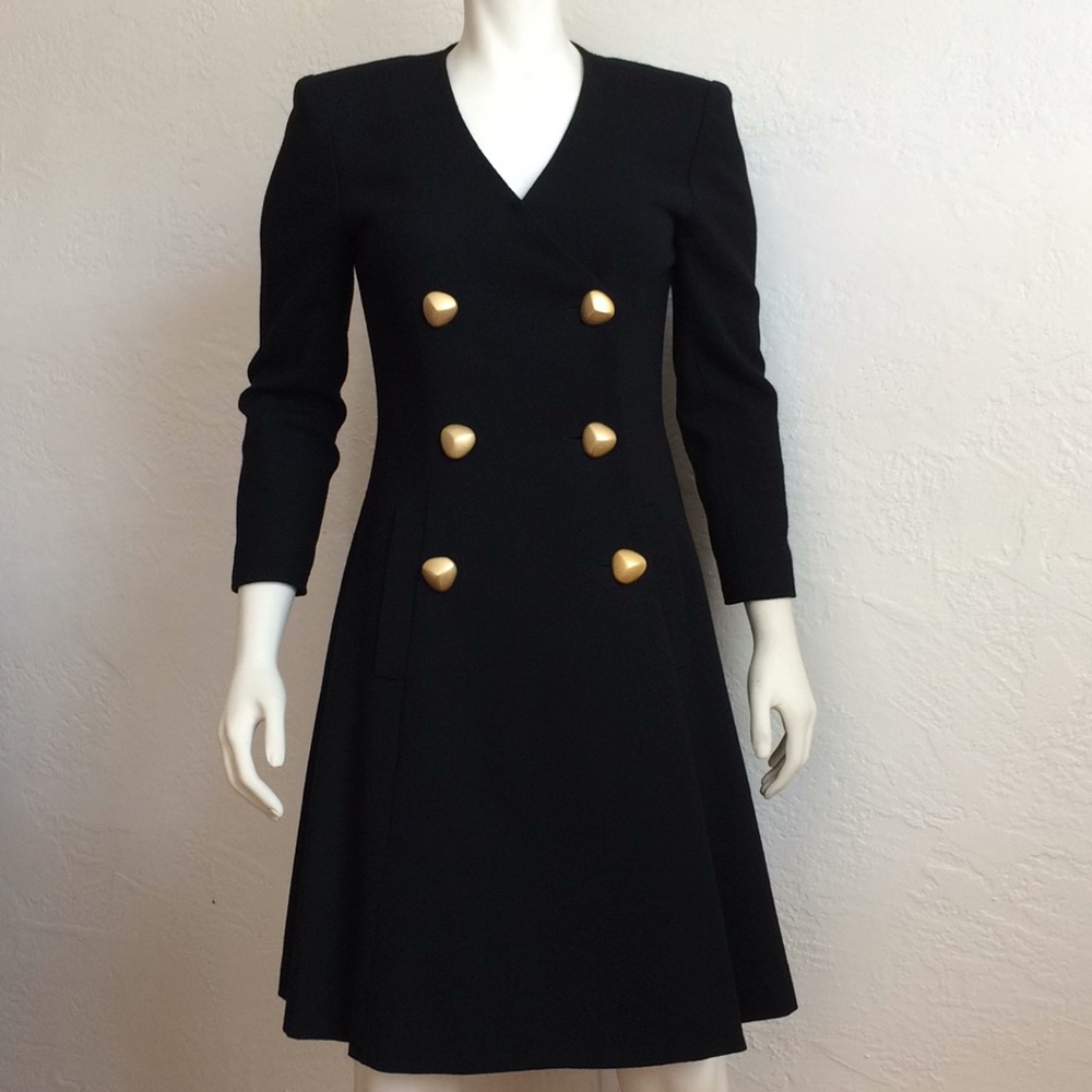 Scaasi couture authentic designer wool coat dress